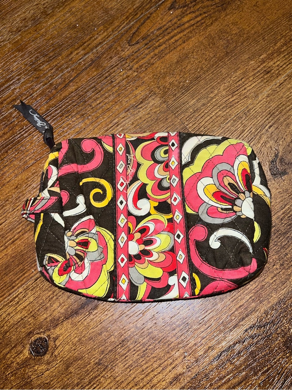 Vera Bradley Puccini Brown Floral Y2K Classic Quilted Cosmetic Zippered Pouch